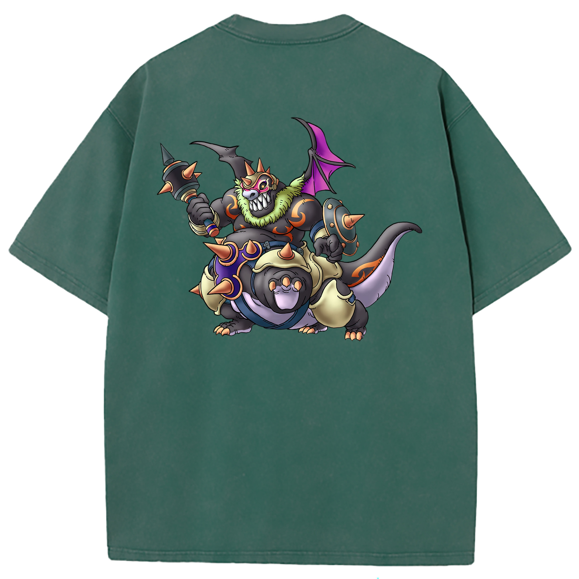 （画像用） ドラゴンクエスト Doragon Kuesuto Dragon Quest 綿100% ヴィンテージ風 半袖Tシャツ（背面プリント）
